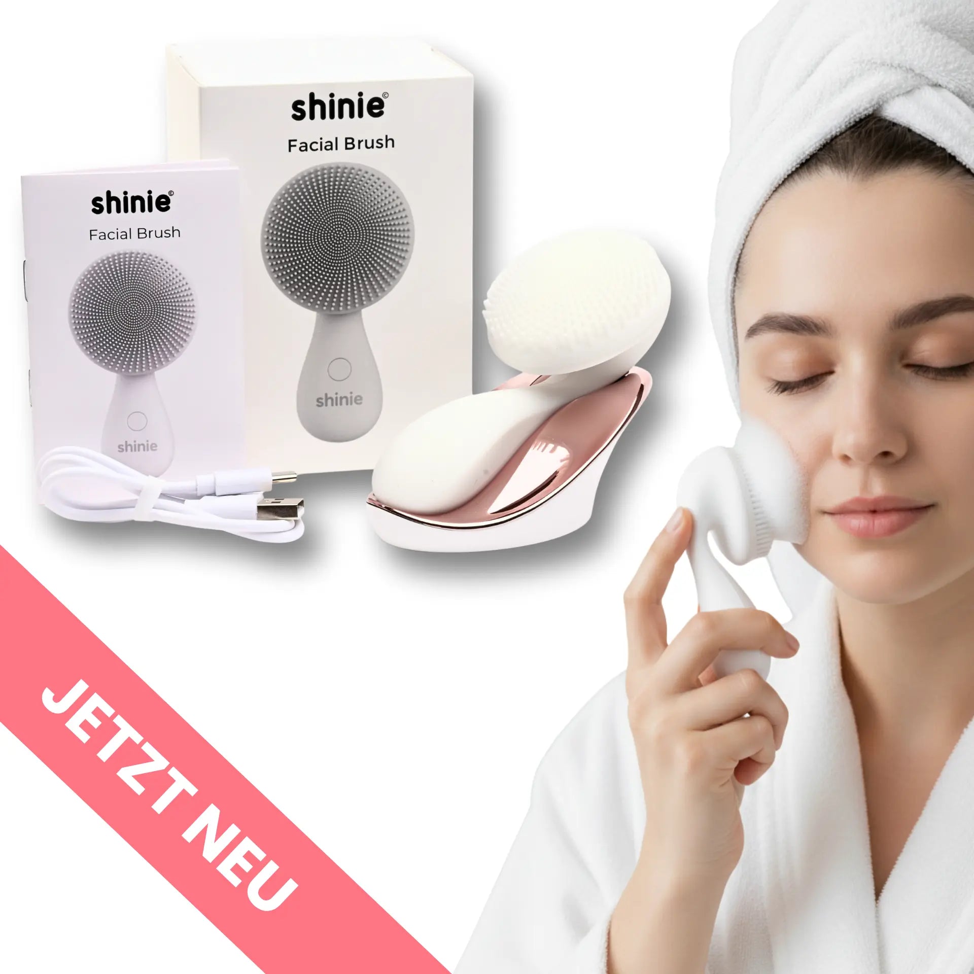 shinie Silikon-Gesichtsbürste - mit 3 Modis shinie