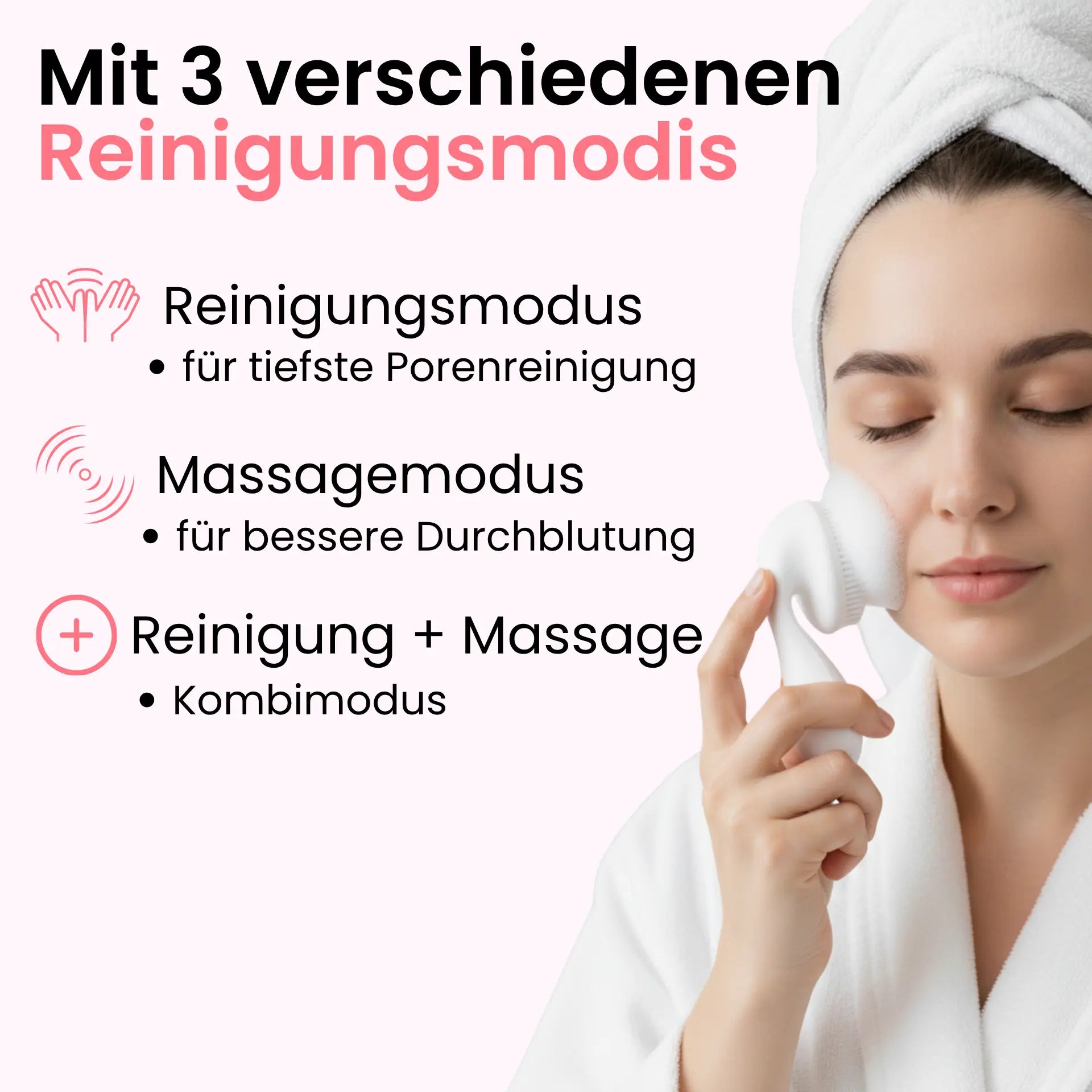 shinie Silikon-Gesichtsbürste - mit 3 Modis shinie