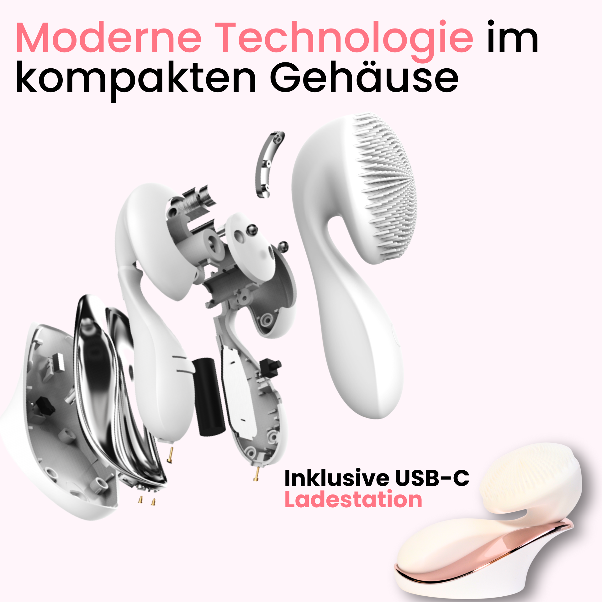 shinie Silikon-Gesichtsbürste - mit 3 Modis