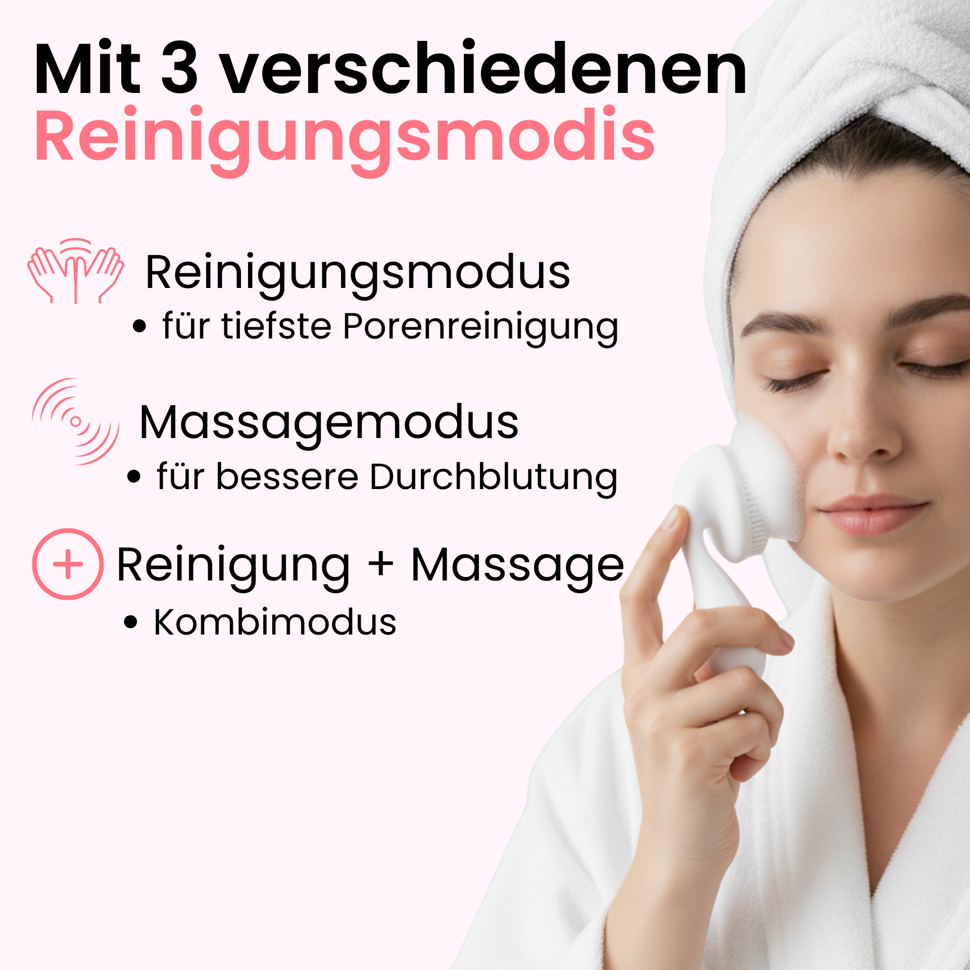 shinie Silikon-Gesichtsbürste - mit 3 Modis